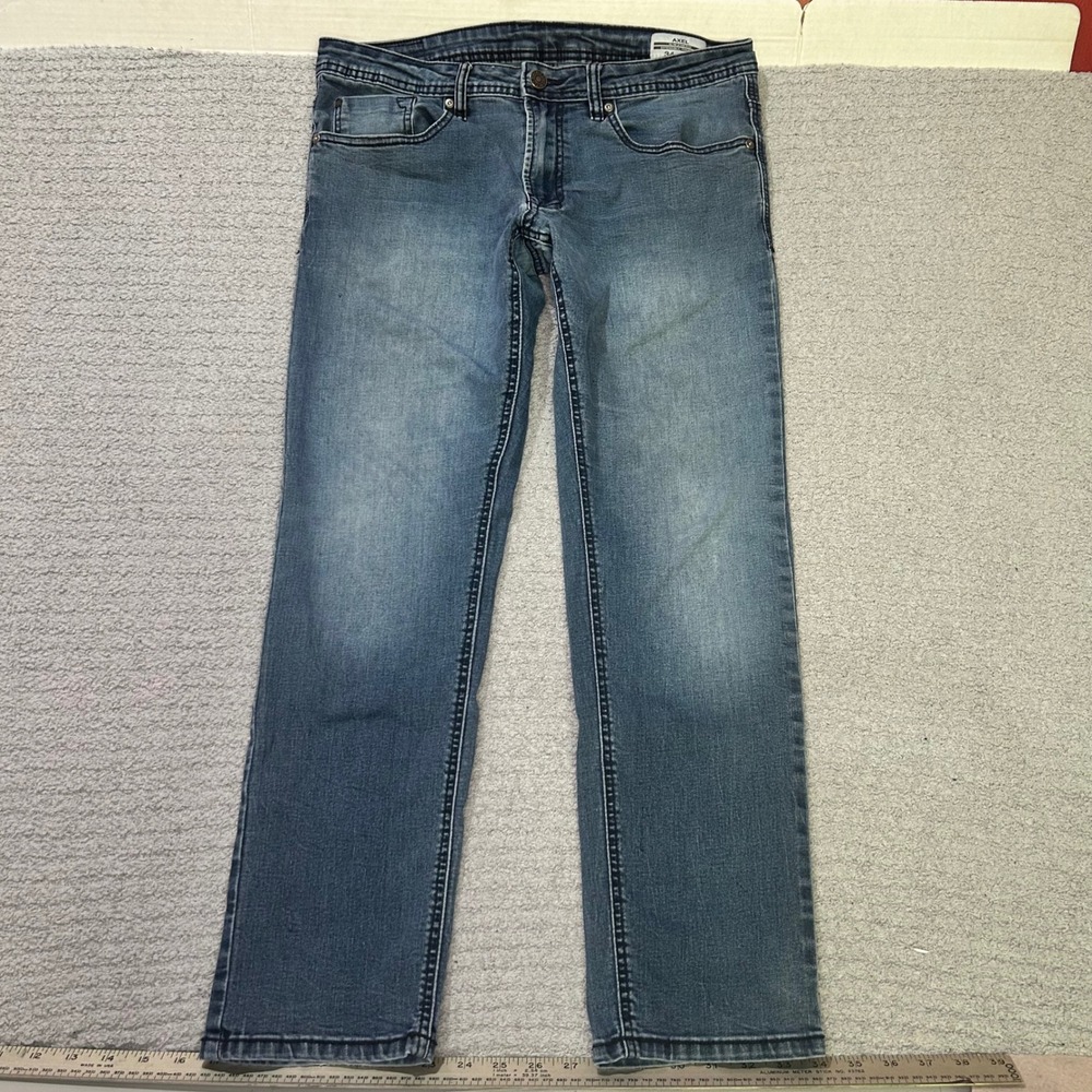 Buffalo David Bitton Jeans Axel Slim Stretch 34x29 Blue Medium Wash Denim Casual
